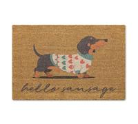 A1 Graphics Ltd Hello Sausage Brush Doormat Printed Door Mat Dachshund Doormat Sausage Dog Welcome Mat Dog Lover Gift Home Decor Gift Entrance Mat