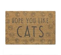 A1 Graphics Ltd I Hope You Like Cats Doormat Funny Cat Lover Welcome Mat Cute Pet Owner Door Mat Natural Coir Entrance Mat for Cat Homes Perfect Housewarming Gift for Cat Owners