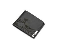 A1 Graphics Ltd Japanese Wave Wallet Vegan Leather Black Brown Grey Kanagawa Leather Wallet Gift for Boyfriend Husband Valentines Day Gift for Him (Black)