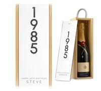 A1 Graphics Ltd Milestone Birthday Wine Gift Box Birth Year Custom Printed Personalised Birthday Present Anniversary Engagement Gift (Natural Box W/White Acrylic)
