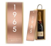 A1 Graphics Ltd Milestone Birthday Wine Gift Box Birth Year Custom Printed Personalised Birthday Present Anniversary Engagement Gift (Natural Box W/Rose Gold Mirror Acrylic)
