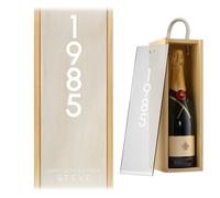 A1 Graphics Ltd Milestone Birthday Wine Gift Box Birth Year Custom Printed Personalised Birthday Present Anniversary Engagement Gift (Natural Box W/Frost Acrylic)