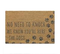 A1 Graphics Ltd No Need to Knock The Dogs Know You’re Here Doormat - Funny Dog Lover Welcome Mat, Coir Door Mat for Pet Owners