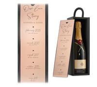 A1 Graphics Ltd Our Love Story Wine Box Custom Printed Weddings Anniversary Bridesmaid Groomsmen Birthdays Christmas (Black Box/Rose Gold Mirror Lid)