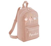 A1 Graphics Ltd Personalised Ballerina Kids Backpack Custom with Name Choice of Colours Ballet School Bag with Adjustable Straps for Children & Toddlers (Peach)