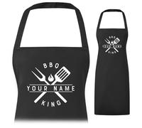 A1 Graphics Ltd Personalised BBQ Apron for Men Women - Custom “King/Queen of the BBQ” - Barbecue Cooking Apron with Name - Mens Apron for Grilling & Summer BBQs (Black)