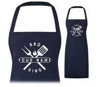 A1 Graphics Ltd Personalised BBQ Apron for Men Women - Custom “King/Queen of the BBQ” - Barbecue Cooking Name - Mens Apron for Grilling & Summer BBQs (Navy)