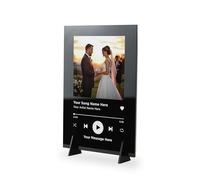 A1 Graphics Ltd Personalised Black Music Plaque with Photo & Stand - Custom Song, Artist & Message - Black Acrylic Music Gift A5 (148 x 210mm) - Custom Photo Song Display Gift for Him Her Couples