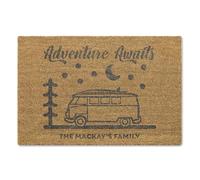 A1 Graphics Ltd Personalised Brush Door Mat Front Door Mat Custom Adventure Awaits Camper Van Couple Gift Family Name