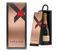 A1 Graphics Ltd Personalised Champagne Wine Gift Box Merry Christmas Custom Printed Birthday Christmas Valentines Anniversary Engagement Gift (Black Box/Rose Gold Mirror Lid)