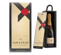 A1 Graphics Ltd Personalised Champagne Wine Gift Box Merry Christmas Custom Printed Birthday Christmas Valentines Anniversary Engagement Gift (Black Box/Gold Mirror Lid)