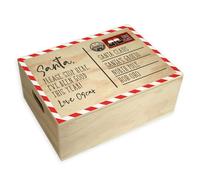 A1 Graphics Ltd Personalised Christmas Eve Box - Printed Wooden Keepsake Box for Children & Families - Festive Christmas Eve Tradition Gift with Custom Name - Postcard Design (Large)