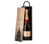 A1 Graphics Ltd Personalised Christmas Trees Wine Gift Box Merry Christmas Custom Printed Festive Present (Black Box/Rose Gold Mirror Lid)