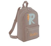 A1 Graphics Ltd Personalised Dinosaur Kids Backpack Custom with Name Choice of Colours Dino Alphabet School Bag with Adjustable Straps For Children & Toddlers (Mushroom)