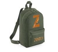 A1 Graphics Ltd Personalised Dinosaur Kids Backpack Custom with Name Choice of Colours Dino Alphabet School Bag with Adjustable Straps For Children & Toddlers (Olive Green)