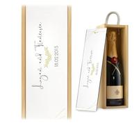 A1 Graphics Ltd Personalised Gold Leaf Wine Box Custom Printed Couples Gift Weddings Anniversary Bridesmaid Groomsmen Birthdays (Natural Box/White Lid)