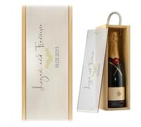 A1 Graphics Ltd Personalised Gold Leaf Wine Box Custom Printed Couples Gift Weddings Anniversary Bridesmaid Groomsmen Birthdays (Natural Box/Frost Lid)