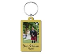 A1 Graphics Ltd Personalised Photo Keyring Gold Custom Message Keychain Gift for Boyfriend, Girlfriend, Mum, Dad, Anniversary, Birthday, Wedding, Christmas, Valentine’s Day Keepsake
