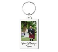 A1 Graphics Ltd Personalised Photo Keyring White Custom Message Keychain Gift for Boyfriend, Girlfriend, Mum, Dad, Anniversary, Birthday, Wedding, Christmas, Valentine’s Day Keepsake
