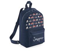 A1 Graphics Ltd Personalised Police Car & Fire Engines Kids Backpack Custom with Name Choice of Colours Police Ambulance Helicopter School Bag with Adjustable Strap For Children & Toddlers (Navy)