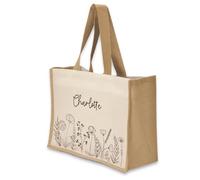 A1 Graphics Ltd Personalised Tote Bag Custom Large Jute Shopping Bag Wild Flowers Floral Design (Natural)