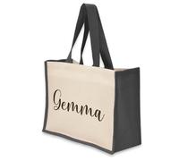 A1 Graphics Ltd Personalised Tote Bag Custom Large Jute Shopping Bag With Custom Name & Text (Black)