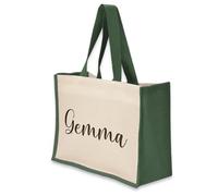 A1 Graphics Ltd Personalised Tote Bag Custom Large Jute Shopping Bag With Custom Name & Text (Green)