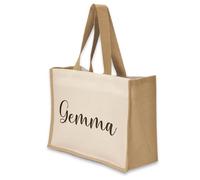A1 Graphics Ltd Personalised Tote Bag Custom Large Jute Shopping Bag With Custom Name & Text (Natural)