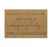 A1 Graphics Ltd Please Don’t Knock We Have a Sleeping Baby and a Loud Ass Dog Doormat Funny Front Door Mat, Perfect Housewarming Gift Dog Owners & Parents