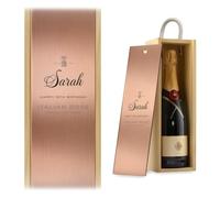 A1 Graphics Ltd Prosecco Wine Box Custom Printed Weddings Anniversary Bridesmaid Groomsmen Birthdays Christmas (Natural Box/Rose Gold Lid)