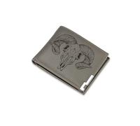 A1 Graphics Ltd Ram Skull Wallet Vegan Leather Black Brown Grey Leather Dark Gothic Wallet Gift for Alternative Punks (Grey)
