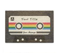 A1 Graphics Ltd Retro Cassette Doormat Custom Text Vintage Mixtape Style Welcome Mat, Personalised Music Lovers Gift, 80s Nostalgia Décor (Design 4)