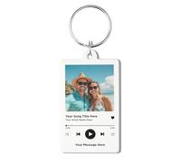 A1 Graphics Ltd Song Keychain Personalised Album Style Keyring White Music Boyfriend Girlfriend Valentines Music Love Birthday Wedding Christmas