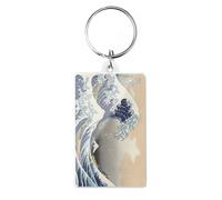 A1 Graphics Ltd The Great Wave off Kanagawa Keyring Acrylic Art Keychain, Japanese Wave Key Ring Gift