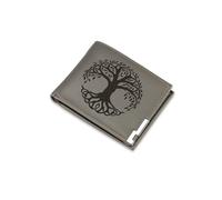 A1 Graphics Ltd Tree of Life Wallet Vegan Leather Black Brown Grey Leather Spiritual Symbol Wallet Gift for Nature Enthusiasts (Grey)