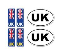 A1 Graphics Ltd UK Car and Reg Plate Stickers Pack of 6x for European Roads Travel Abroad Vehicle Decals UK Oval Self Adhesive Easy Apply