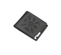 A1 Graphics Ltd Viking Compass Wallet Vegan Leather Black Brown Grey Leather Nordic Wallet Gift for Mythology Lovers (Black)