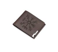A1 Graphics Ltd Viking Compass Wallet Vegan Leather Black Brown Grey Leather Nordic Wallet Gift for Mythology Lovers (Brown)