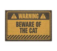 A1 Graphics Ltd Warning Beware Of The Cat Brush Doormat Printed Door Mat Funny Welcome Mat Cat Lover Doormat Pet Home Decor Gift Entrance Mat