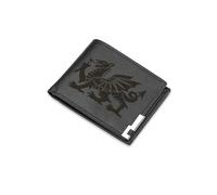 A1 Graphics Ltd Welsh Dragon Wallet Vegan Leather Black Brown Grey Leather Wales National Flag Wallet Gift for Welsh Heritage Lovers (Black)