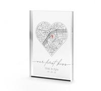 A1 Graphics Ltd Where We First Met Personalised Heart Map Print of City Custom Acrylic Block Any Location First Date Where It All Began (A7 (74mm x 105mm))