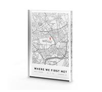 A1 Graphics Ltd Where We First Met Personalised Map Print of City Custom Acrylic Block Any Location First Date Where It All Began Anniversary Decor Gift (A4 (210mm x 297mm))