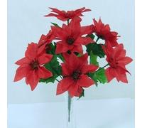 A1-Homes 12 x 30cm Artificial Poinsettia Bush - 7 Flower Heads each bunch (Red, 12)