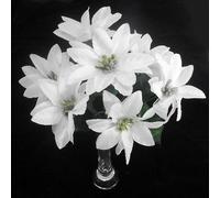 A1-Homes 12 x 30cm Artificial Poinsettia Bush - 7 Flower Heads each bunch (White, 12)