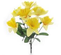A1-Homes 2 x Artificial Silk Bright Yellow Daffodil Bush with Leaves 8 Flower Heads each - grave home spring flowers