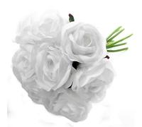 A1-Homes 27cm Bunch/Bundle of Artificial Roses - 9 Large Flower Heads - (1 Bunch, White)