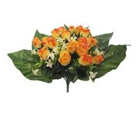 A1-Homes 35cm Artificial Mini Rose and Lily Flower Bush - Home Wedding Grave (Orange & Ivory)