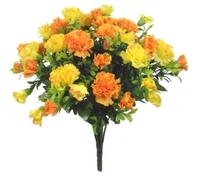 A1-Homes 35cm Artificial Silk Orange & Yellow Carnation Flower Bush - Home Wedding Grave