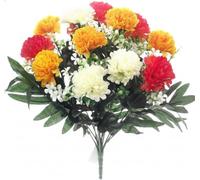 A1-Homes 36cm Artificial Silk Spiky Chrysanthemum/Mum Bush - 14 Flower Heads (1, Orange/Yellow & Cream)