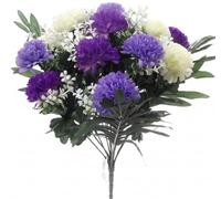 A1-Homes 36cm Artificial Silk Spiky Chrysanthemum/Mum Bush - 14 Flower Heads (1, Purple/Lilac & Cream)
